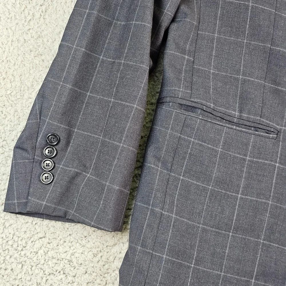Jos. A. Bank Suit Jacket Mens 48R Gray Check 100% Wool Gordon Classic Fit